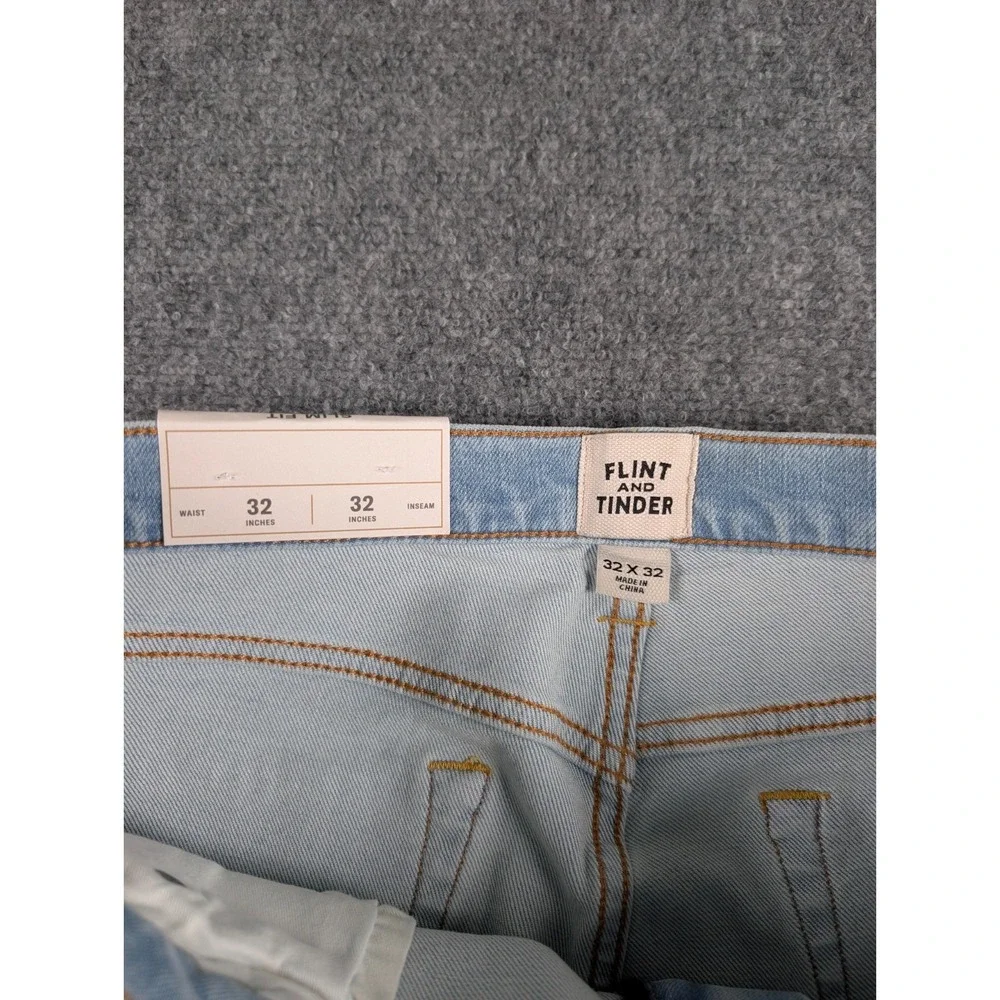 Flint and Tinder Slim Fit Jeans Mens‎ 32/32 Light Wash Stretch Denim NWT